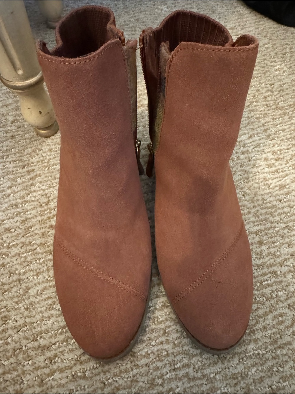 Toms Rust Suede Ankle Booties with Plaid Panel - Picture 2 of 7